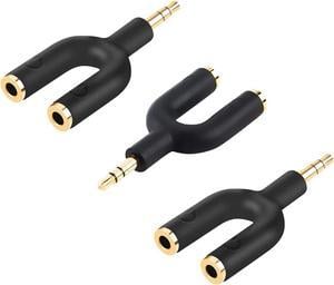 Headphone Splitter Adapter,CableCreation [3-Pack] Aux Stereo Y Jack Splitter Adaptor 3.5mm Male to 2 Port 3.5mm Female Compatible with Headset,Earphone, iPhone,iPad, Samsung, LG, Tablets, MP3 Players