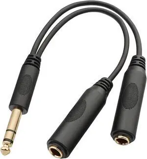 6.35mm (1/4 inch) Jack Splitter Cable 20cm (8 inches) Headphone Splitter Cable Splitter Stereo Male to Dual Stereo Female Jack Compatible with Headphone Amplifier Karaoke