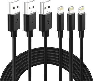 Lightning Cable MFi Certified - iPhone Charger 3Pack 3FT Lightning to USB A Charging Cable Cord Compatible with iPhone 14 13 12 SE 2020 11 Xs Max XR X 8 7 6S 6 Plus 5S iPad Pro iPod Airpods - Black