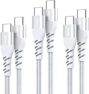 USB C to USB C Cable,J 3 Pack (3.3ft+6.6ft+10ft) PD 60W Fast Charging Type C to Type C Cable for iPad Pro MacBook Pro Samsung Galaxy S21/S21+/S20/S20+ Ultra/Note 20 Google Pixel 5/4XL/3XL/3A L