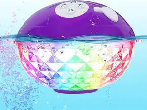 Floating Pool Speakers with Colorful Lights, Bluetooth Wireless Pool Speaker Floatable IPX7 Waterproof, Built-in Mic,Crystal Clear Sound Pool Speakers with Lights for Hot Tub Outdoors Swim