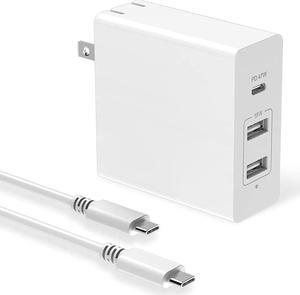 47W USB C Charger, Huntkey 47W USB C+18W USB A Fast Wall Charging Block PD 3 Port for iPhone 14//13/12,MacBook Air/Pro,iPad,Laptop,Galaxy S23/S12,Pixel and More,6ft USB-C Cable Included