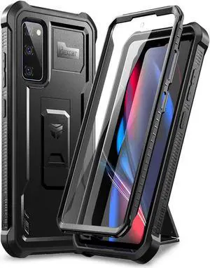 for  Galaxy S20 FE Case [Built in Screen Protector and Kickstand] Heavy Duty Military Grade Protection Shockproof Protective Cover for  Galaxy S20 FE 5G 6.5 inch Black