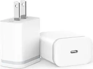for iPhone 17 16 Charger, Fast Charging USB C Block 2-Pack 20W Type-C Phone Wall Plug Portable Power Adapter USBC Brick USB-C Box 15 14 13 12 11 Air Pro Max Plus XS X XR SE 8 7 6 Pad Mini
