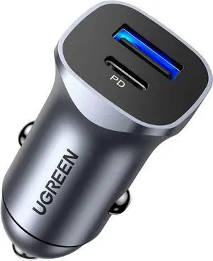 USB C Car Charger PD 20W & QC18W Fast Car Charger Adapter Dual Port Mini USB Car Charger Compatible with iPhone 15/14/13/12/11/X/8 iPad Galaxy S24/S23/S22/S21/S20/Note 20 Google Pixel LG