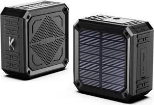 Solar Speaker Portable IPX6 Waterproof Bluetooth Speaker 15 Hours of Playtime Rich Stereo Bass Shockproof Dustproof for Home and Outdoor Wireless Speaker-Black