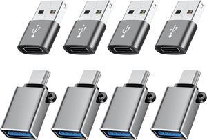 USBC to USB Adapter 8 Pack USB to USBC-C Adapter USB-C to USB Adapter USB to USBC Adapter USB to USB-C Adapter USB to C Adapter for iPhone 15 14 13 MacBook Pro iPad iMac and More(Grey)