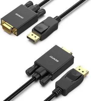 BENFEI DisplayPort to VGA 6 Feet Cable 2 Pack, Uni-Directional DP DisplayPort Computer to VGA Monitor Cable Male to Male Gold-Plated Cord Compatible with Lenovo, Dell, HP, ASUS and Other Brand