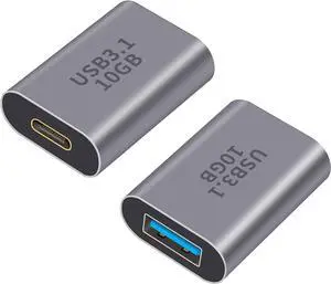 10Gbps USB C Female to USB Female Adapter 2-Pack Bi-Directional USB 3.1 Gen2 Type-C to Type-A Converter OTG Adapter Compatible with iPhone MacBook Pro Laptop