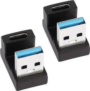 U-Shape USB 3.1 to USB C Adapter 180 Degree USB A3.1 Male to Type C Female Coupler Connector 10Gbps Support Data Transfer OTG 2Pcs