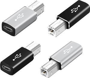 USB C to USB B Adapter 4-Pack USB C Female to Printer Male Converter Adapter Compatible with MIDIPrintersElectric Piano and Synthesizers Devices