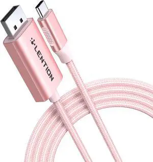 6FT USB C to DisplayPort Cable Adapter (4K@60Hz 2K@165Hz) for Mac Windows Linux OS Compatible 2023-2016 MacBook New iPad/Surface/Mac Air  XPS etc (CB-CU708-2M Rose Gold)