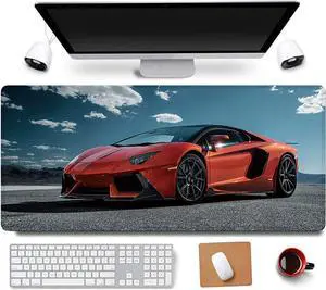 31.5x11.8 Inch Non-Slip Long Extended Large Gaming Mouse Pad with Stitched Edges XL Laptops Keyboard Mouse Mat(Lambo)