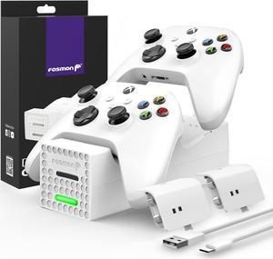 Fosmon Dual 2 Controller Charger Compatible with Xbox Series X/S Controllers (Not for Xbox One / 360), (Two Slot) High Speed Docking Charging Station with 2 Rechargeable Battery - White