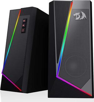 GS520 RGB Desktop Speakers, 2.0 Channel PC Computer Stereo Speaker with 6 Colorful LED Modes, Enhanced Sound and Easy-Access Volume Control, USB Powered w/ 3.5mm Cable