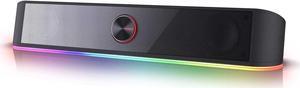 GS560 RGB Desktop Soundbar, 2.0 Channel Computer Speaker with Dynamic Lighting Bar Audio-Light Sync/Display, Touch-Control Backlit with Volume Knob, USB Powered w/ 3.5mm Cable, Black