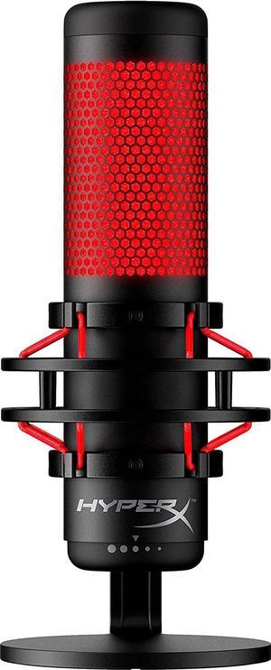 HyperX QuadCast  USB Condenser Gaming Microphone for PC PS4 PS5 and Mac AntiVibration Shock Mount Four Polar Patterns Pop Filter Gain Control Podcasts Twitch YouTube Discord Red LED