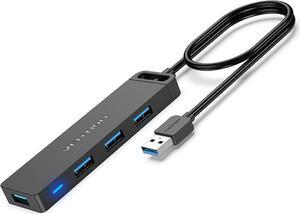 USB Hub  4-Port USB 3.0 Hub 1.5FT Ultra-Slim Data USB Splitter Charging Supported Compatible with MacBook, Laptop, Surface Pro, PS4, PC, Flash Drive, Mobile HDD