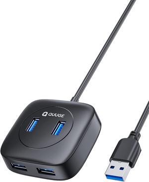 USB Hub, USB 3.0 Hub with 4 USB A Port 5Gbps, 1.8ft Extension Cable, Micro Charging Port, USB Splitter USB Expander for Laptop, HDD, Flash Drive, MacBook, XPS, PS5, TV, PC, Switch More [Universal]