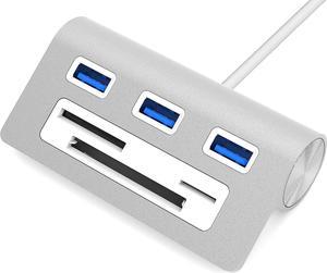 Sabrent Premium 3 Port Aluminum USB 3.0 Hub with Multi-in-1 Card Reader (12" Cable) for iMac, MacBook, MacBook Pro, MacBook Air, Mac Mini, or Any PC (HB-MACR)