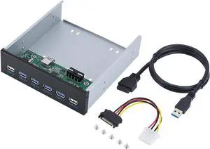 6-Ports 5.25 inch Metal Front Panel USB Hub, USB 3.0 & 2-Port USB 2.0 6 Interface Metal Front Panel USB Hub Fits Any 5.25 Computer Case Front Bay