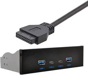 xiwai USB-C & USB 3.0 HUB 4 Ports Front Panel to Motherboard 20Pin Connector Cable for 5.25" CD-ROM Bay