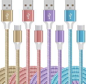 MAIMEITE USB Type C Cable Fast Charging, 4 Pack(3/6/6/10ft) Fast Charging Long Android USBC Phone Power Charger Braided Cord for Samsung Galaxy S22 S21 S20 A20 A50 S10 Note 20 10 9 Type-C Cables