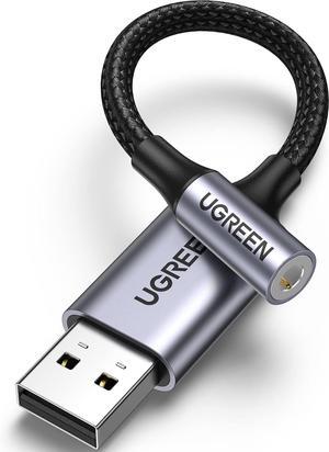 USB to 3.5mm Jack Audio Adapter Sound Card Support Mic TRRS Headphone DAC 24bit 96kHz Nylon Braided USB to Aux Jack Compatible with Windows Mac Linux PC PS5 PS4 Switch 2 Speaker 9.8 Inch
