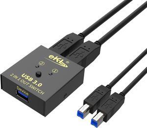 USB 3.0 Switch Selector 2 Computers Sharing 1 USB Peripheral Mouse Keyboard Printer Scanner with 2 Pack USB A to B Cables
