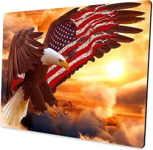 Custom Square Gaming Mouse Pad Office Computer Mouse Pad American Flag Eagle Anti-Slip Rubber Desktop Mouse Pad