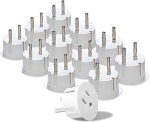 OREI American USA To European plug adapter  Type E/F schuko plug adapter - Use in Germany, France, & more - CE Certified  For Mobile, Laptop & Camera Chargers - 12 Pack