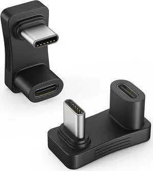 180 Degree Angle USB C Adapter 2 Pack U Shape USB-C Male to USB-C Female Adapter Connector with PD 100W/10Gbps USB-C 180 Angle Extender for Steam Deck/Switch/iPhone 15 Series/Laptop/Tablet