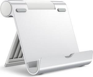 Tablet Stand Adjustable Portable Desktop Holder Foldable Dock for iPad/iPad Pro/Air/Mini Galaxy Tab A8/A7 Lite/A7/S8/S7 Kindle Tab/Phones(4-13) Silver
