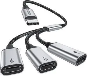 USB C to USB C Female Adapter USB Splitter Y Cable,USB C Male to 3 USB-C Female Cord Converter,3 USB C Port Hub Charger Power Split Adapter for Mac,Xbox One Series X/S,PS4,PS5,Laptop