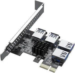 PCI-e to 4 Ports USB 3.0 Adapter PCIe 1 to 4 PCI Express Riser Card PCI-E 1X 4X 6X 8X 16X Slots to External 4 PCI-e slot Adapter PCIe Port Multiplier Card for Bitcoin Miner