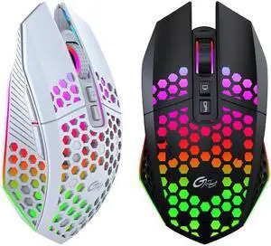 Honeycomb RGB Rechargeable Wireless Gaming Mouse 2.4GHz Optical Mouse 3 Gears 1600 DPI Adjustable Mice for Desktop Laptop