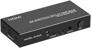 4K HDMI Switcher 2 in 2 out Matrix Distribution Switcher HD 3840x2160@60Hz Video Switch Audio Separation Splitter Support 3D SPDIF / 3.5mm Audio 4K HDMI Switcher 2 in 2 out Matrix Distribution Switcher HD 3840x2160@60Hz Video Switch Audio Separation Splitter Support 3D SPDIF / 3.5mm Audio