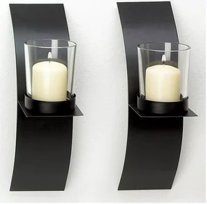 Gallery of Light Modern Matte Black Wall Candle Holder Pair Gallery of Light Modern Matte Black Wall Candle Holder Pair