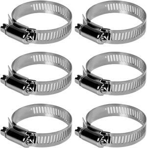 304 Stainless Steel Adjustable 27-51MM Range Worm Gear Hose Clamps Assortment Kit, Fuel Line Clamp for Water Pipe, Plumbing, Automotive and Mechanical Application (6pcs 27-51mm)