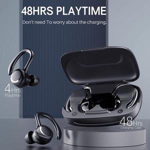 Bluetooth Headphones Sports, Wireless Earbuds 48H Playtime, 3 Switchable Wearing Styles, LED Power Display, Hi-Fi Stereo Wireless Headphones for Sports Running Workout with Charging Case