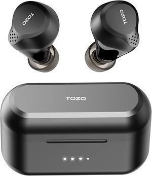 TOZO NC7 Hybrid Active Noise Cancelling Wireless Earbuds, ANC, in-Ear Detection Headphones IPX6 Waterproof Bluetooth 5.0 Stereo Earphones, Immersive Sound Premium Deep Bass Headset, Black