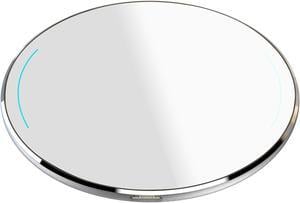 TOZO W1 Wireless Charger Ultra Thin Aviation Aluminum CNC Unibody Fast Charging Pad (NO AC Adapter), Silver