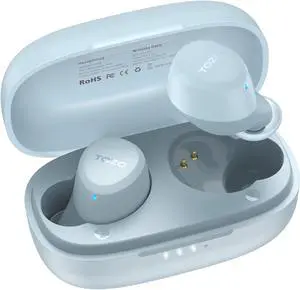 TOZO A1 Mini Wireless Earbuds Bluetooth 5.3 in Ear Light-Weight Headphones Built-in Microphone, IPX5 Waterproof, Immersive Premium Sound Long 12m Distance Connection Headset with Charging Case, Blue