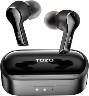 TOZO T9 Bluetooth 5.3 Wireless Earbuds 4 Mic Call Environmental Noise Cancellation Headphones IPX7 Waterproof In-Ear Light Weight Earphones with Charging Case, Black