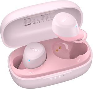 TOZO A1 Mini Wireless Earbuds Bluetooth 5.3 in Ear Light-Weight Headphones Built-in Microphone, IPX5 Waterproof, Immersive Premium Sound Long 12m Distance Connection Headset with Charging Case, Pink