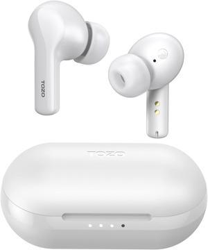 TOZO A2 Mini Wireless Earbuds Bluetooth 5.3 in Ear Light-Weight Headphones Built-in Microphone Immersive Premium Sound Long Distance Connection Headset with Charging Case, White