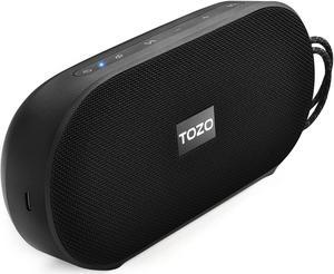 TOZO PA1 Bluetooth Speaker 20W Stereo Sound Portable Wireless Speakers IPX7 Waterproof, 25H Playtime Dual Pairing Two Speakers for Home, Outdoor Black