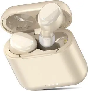 TOZO T6 True Wireless Earbuds Bluetooth 5.3 In Ear Headphones Touch Control with Wireless Charging Case IPX8 Waterproof Built-in Mic Headset Premium Deep Bass Earphones, Champagne