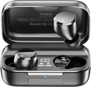 TOZO T12 Pro Wireless Earbuds Qualcomm QCC3040 4 Mics CVC 8.0 Call Noise Cancelling and aptX Stereo Headphones Bluetooth In-Ear IPX8 Waterproof Earphones with 2500mAh Charging Case, Black