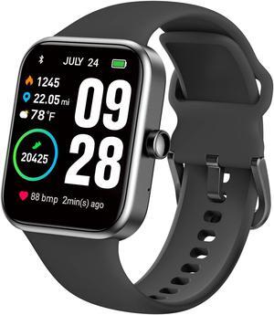 TOZO S2 44mm Smart Watch Alexa Built-in Fitness Tracker with Heart Rate and Blood Oxygen Monitor, Sleep Monitor 5ATM Waterproof 1.69" Touchscreen for Men Women Compatible with iPhone & Android, Black
